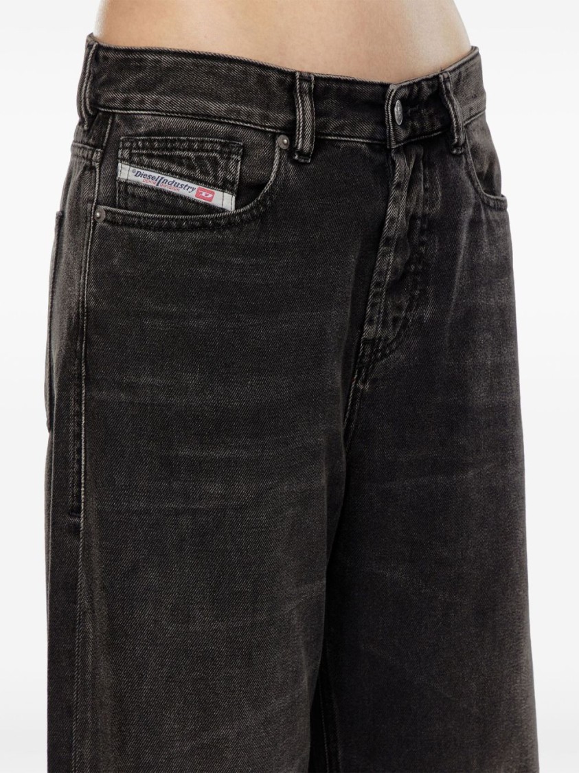 Diesel Wide-leg Black Jeans With Classic Five-pocket Styling In Black