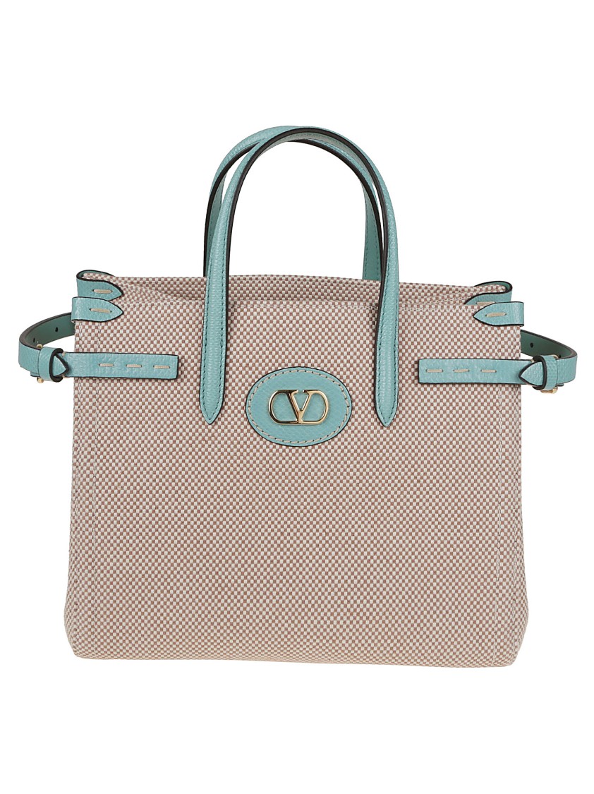 Valentino Structured Small Tote With Vlogo Signature In Neutrals