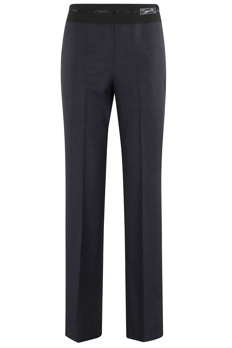Erika Cavallini Tailored Trousers With Satin Logo Waistband In Black