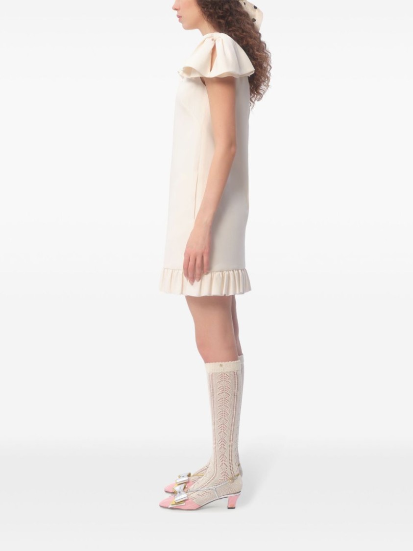Valentino Ruffled Wool And Silk-blend Crepe Mini Dress