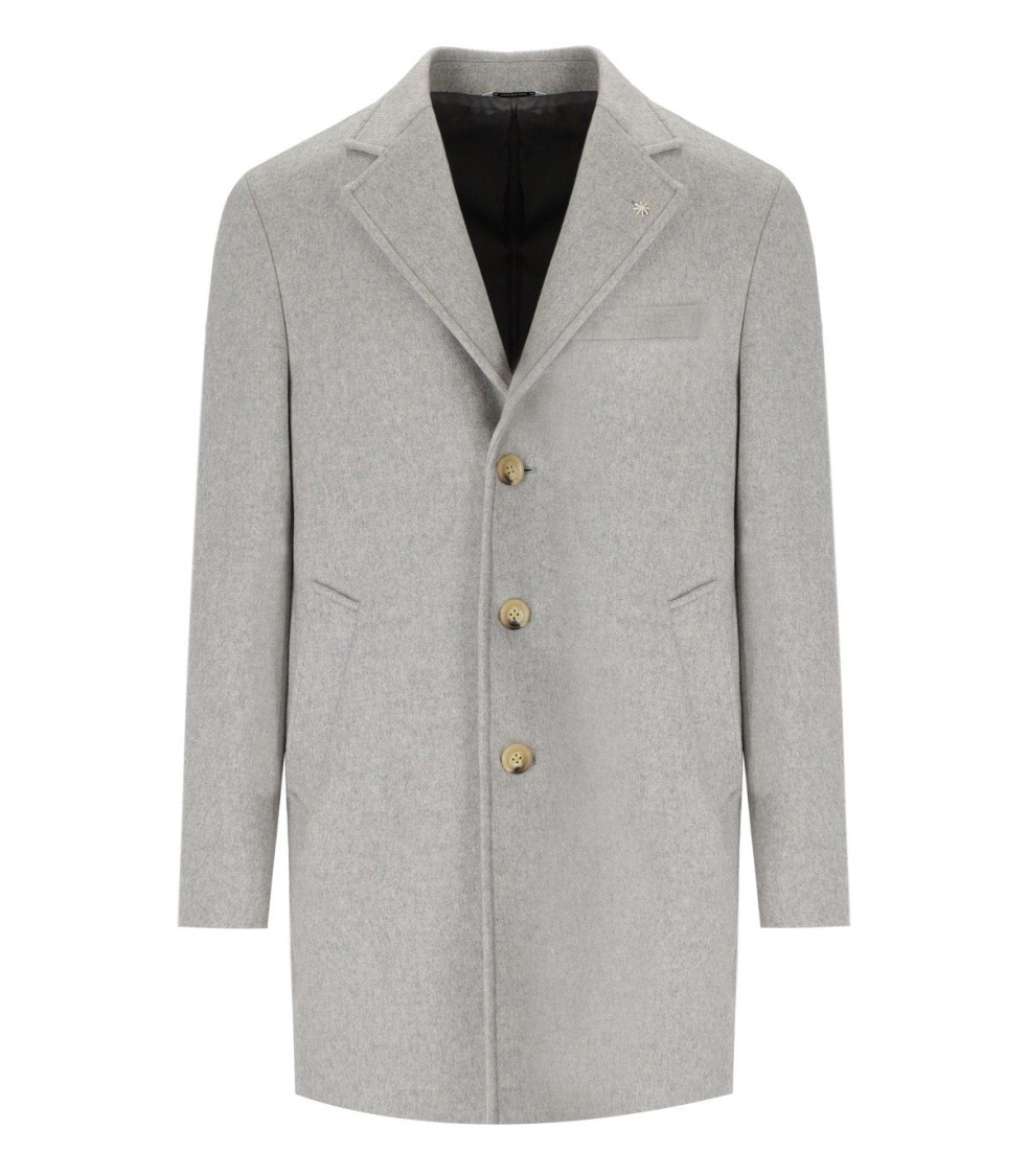 Manuel Ritz Grey Single-breasted Coat In Gray