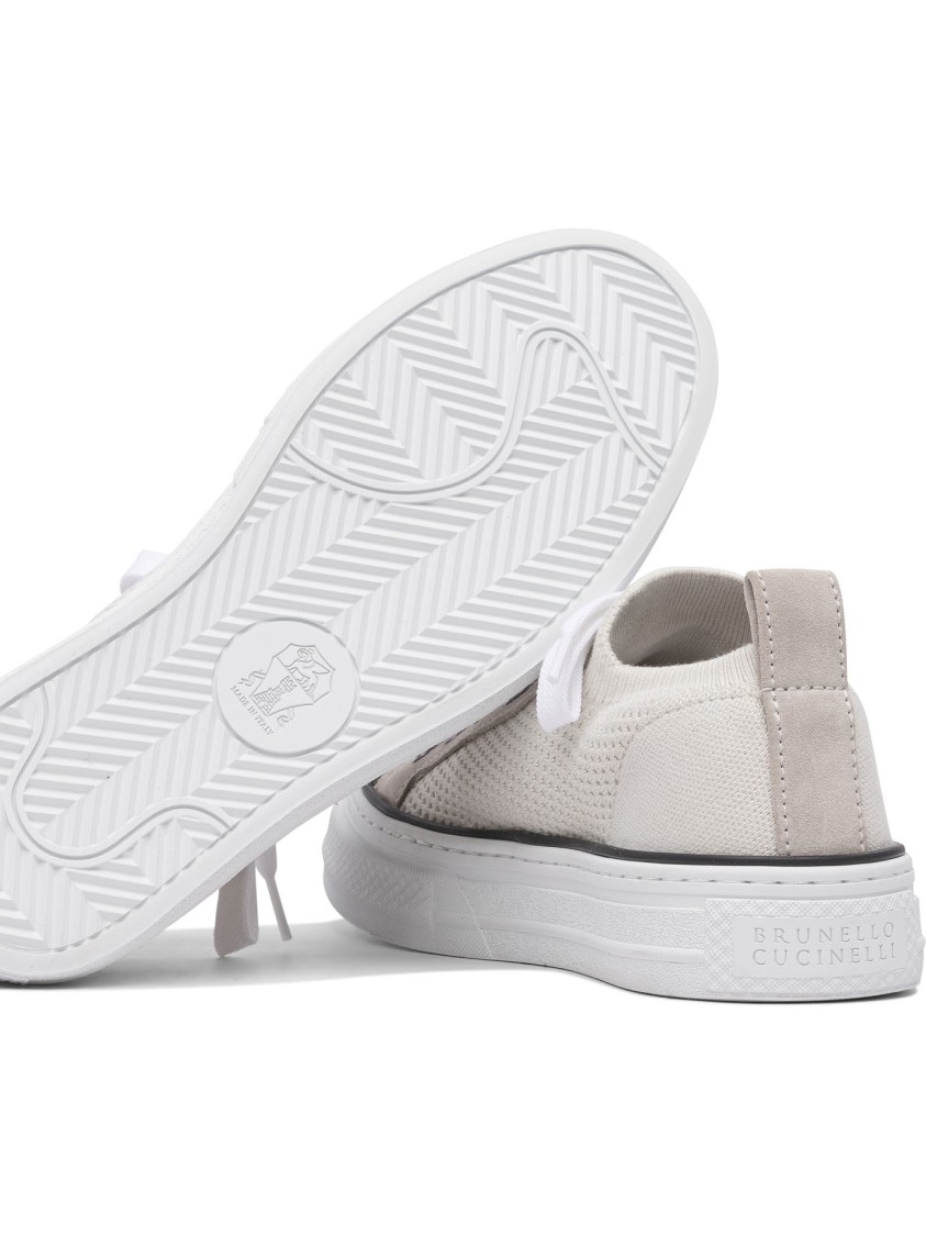 Brunello Cucinelli Slip-on Sneakers With Leather In White