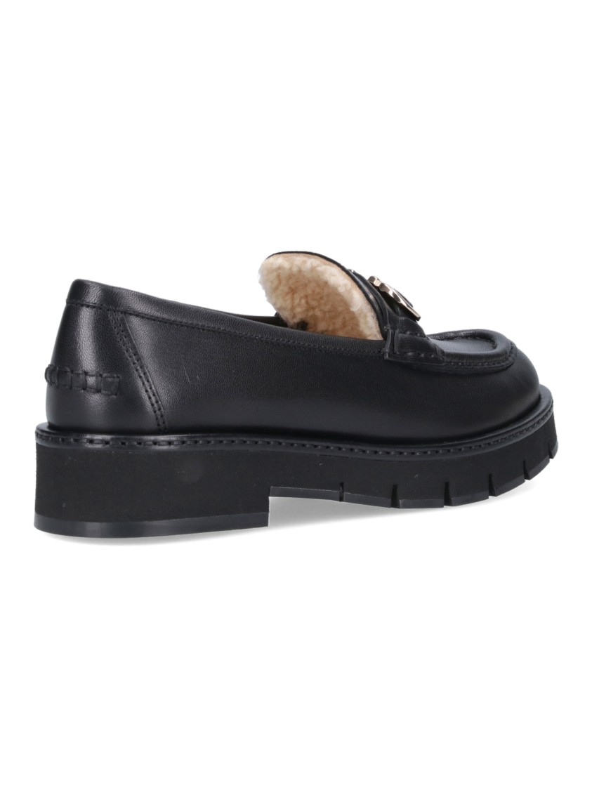 Ferragamo Black Gancini Ornament Loafers