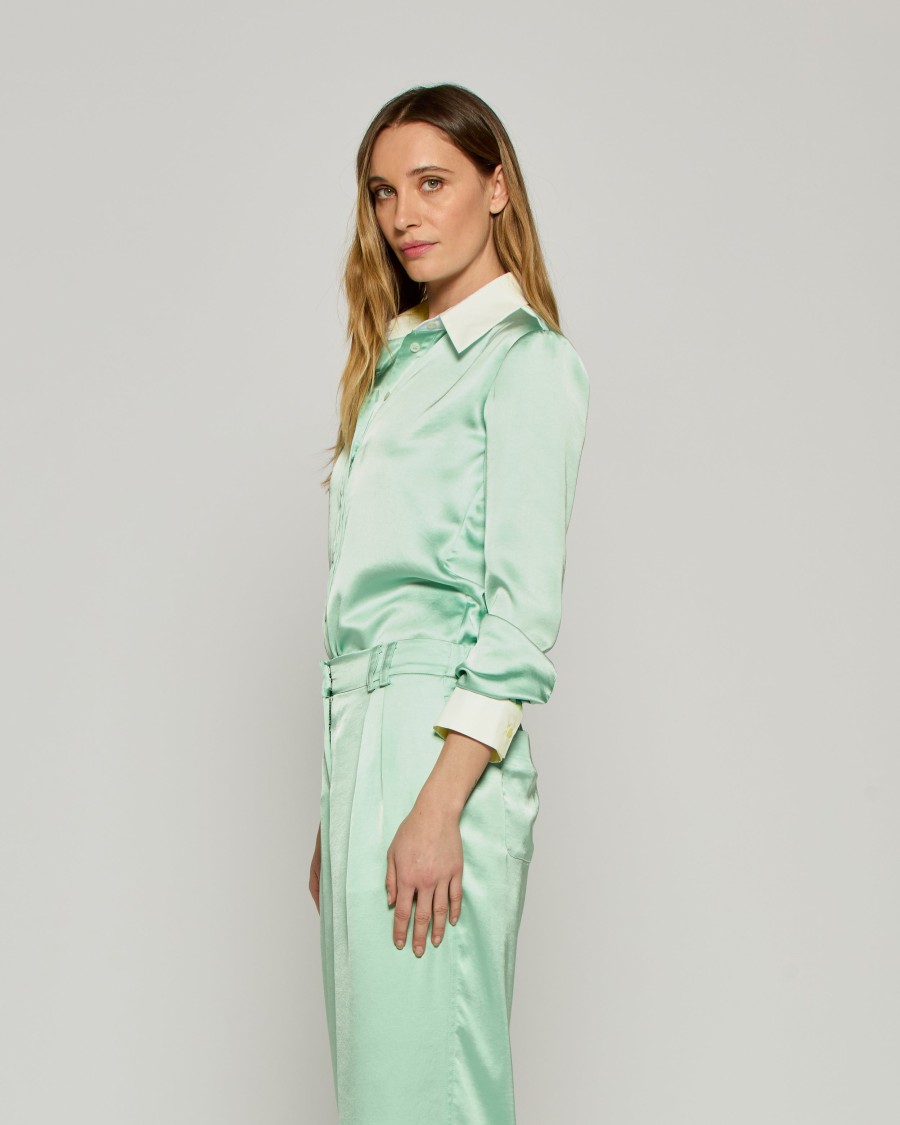 Serena Bute Satin Serena Shirt - Mint In Green