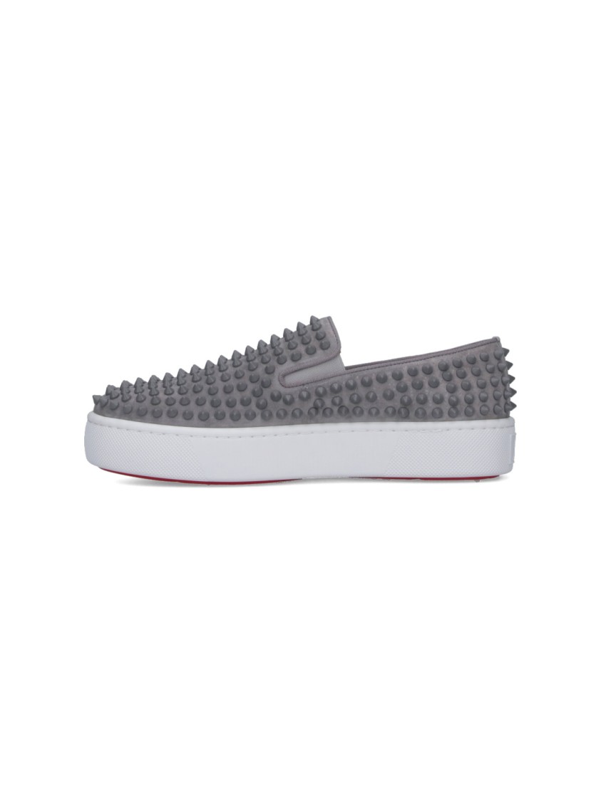 Christian Louboutin Spikeboat' Sneakers – Gray In Gray