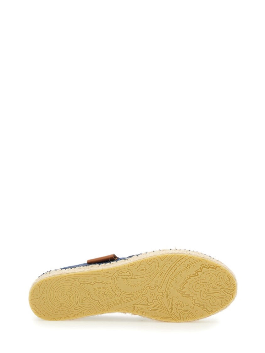 Etro Paisley Denim Jacquard Platform Espadrilles In Blue