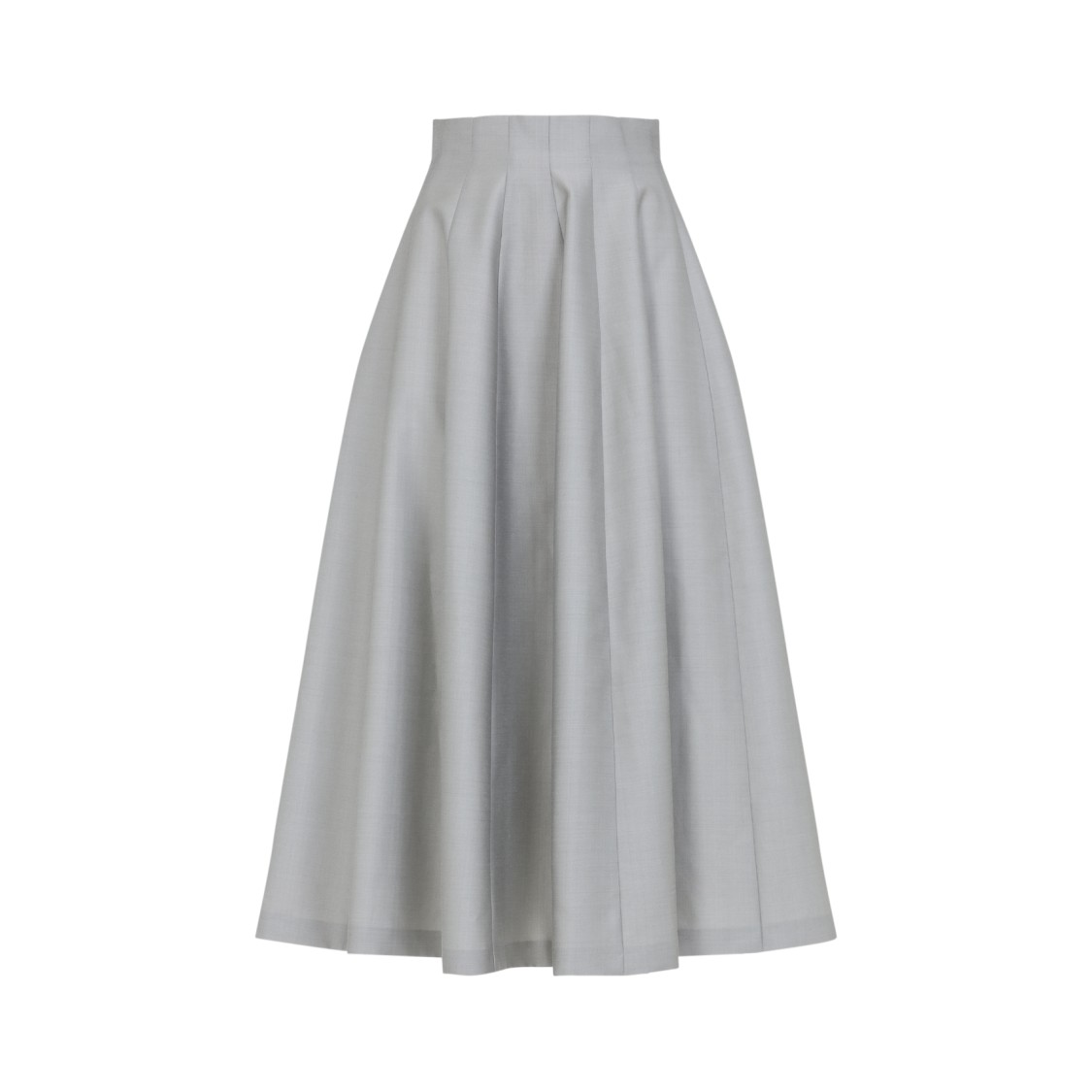 Alberta Ferretti High-waisted Midi Skirt With Structured Pleats In Gray