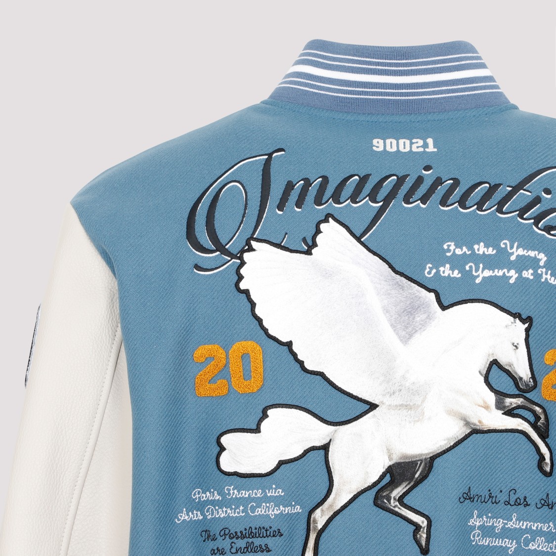 Amiri Oversized Varsity Jacket Ribbed Collar In Blue