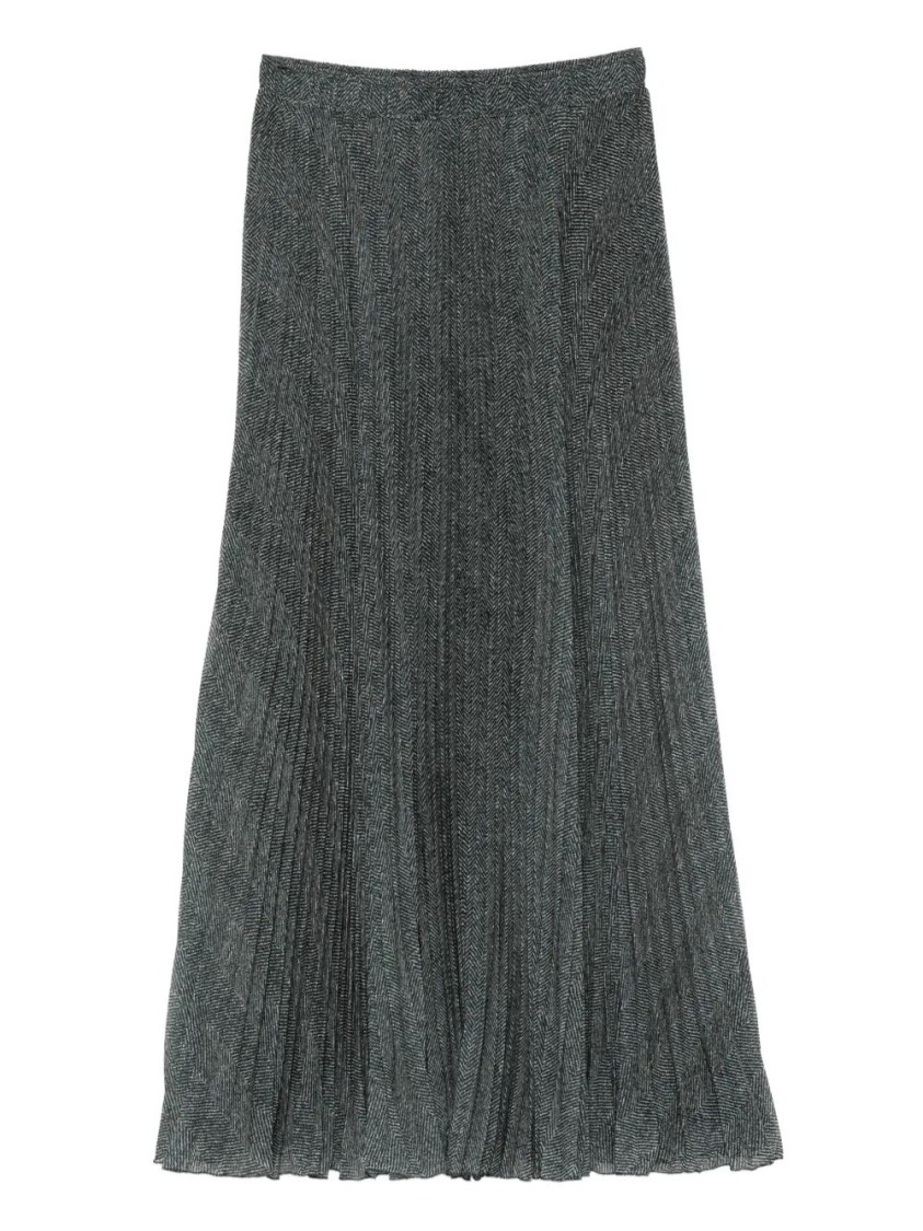 Ermanno Scervino Pleated Longuette Skirt In Textured Polyester In Gray