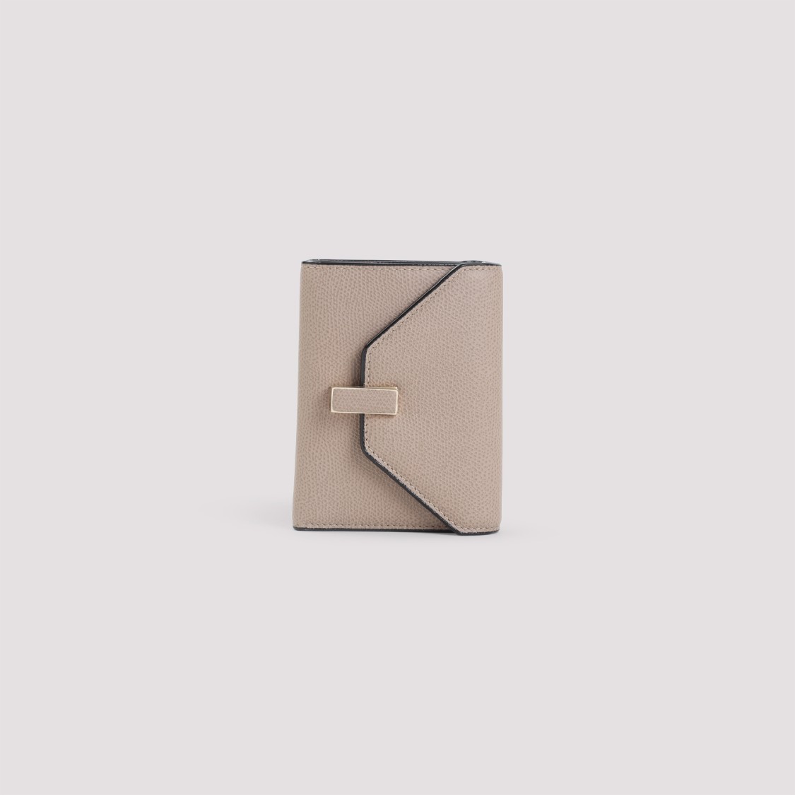 Valextra Leather Textured Wallet Gold Hardware In Neutral