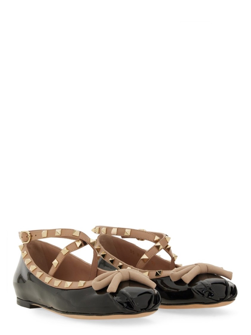 Valentino Rockstud Ballerina Patent-leather Pumps