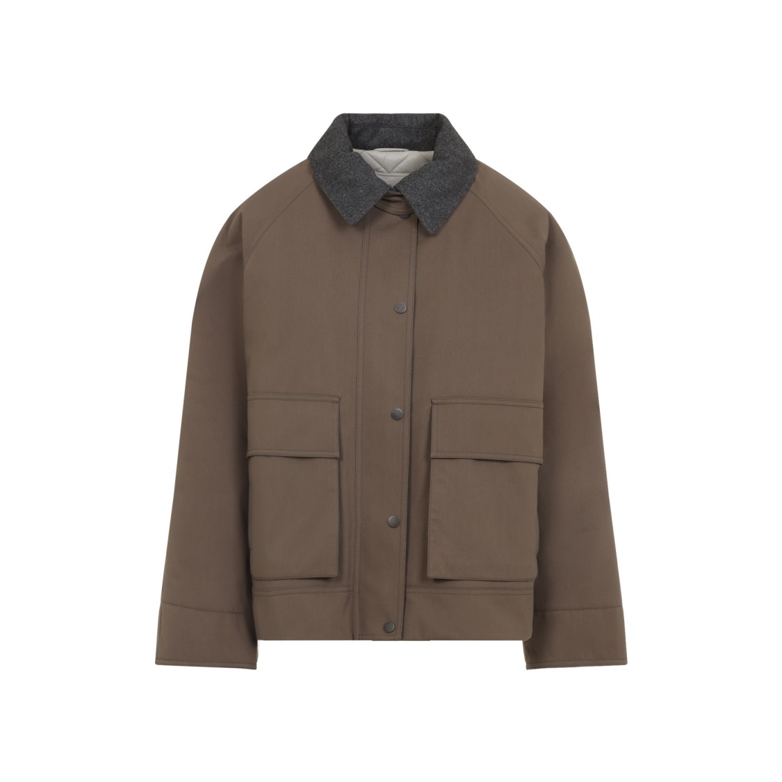 Brunello Cucinelli Structured Brown Cotton Blend Jacket