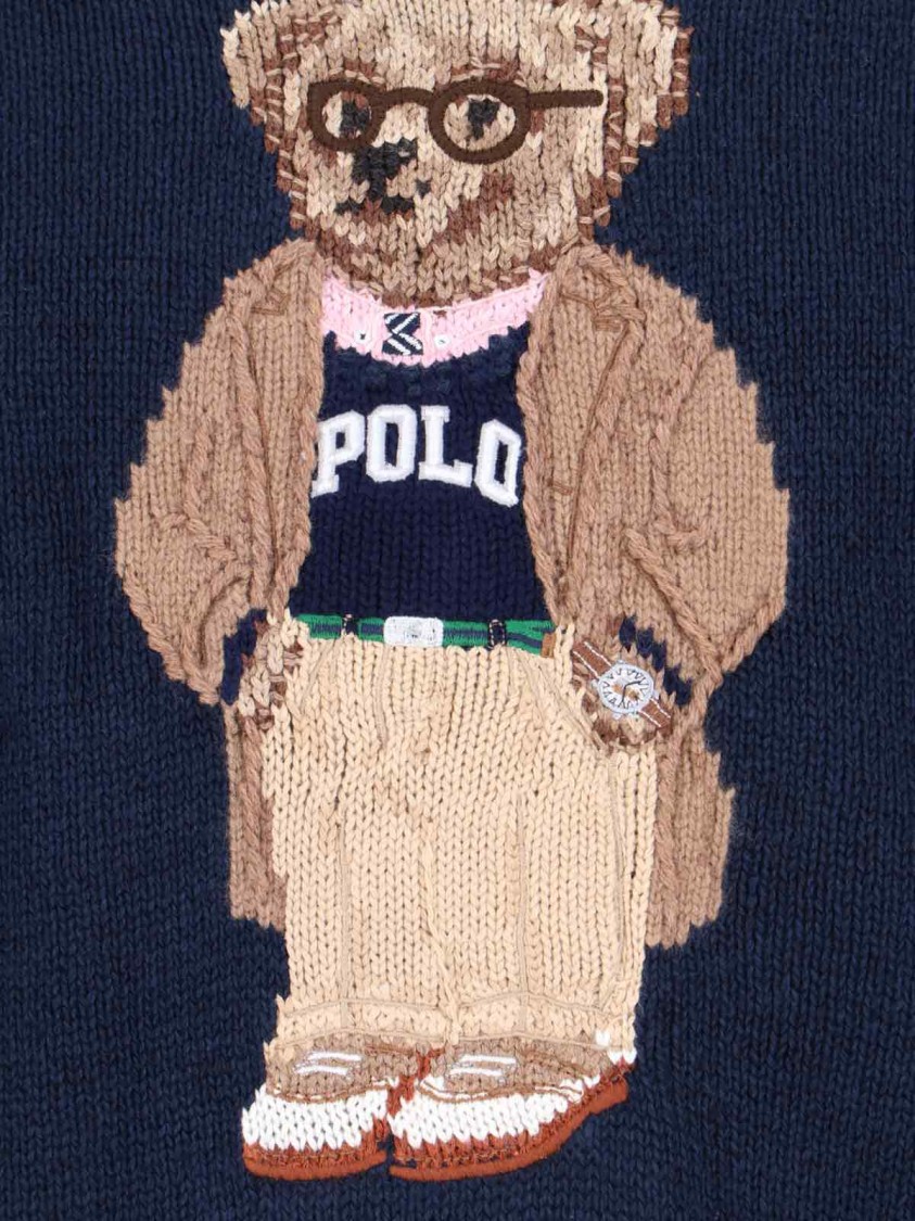 Polo Ralph Lauren Mens Bear Navy Polo Bear Graphic-embroidered Linen And Cotton-blend Jumper In Blue