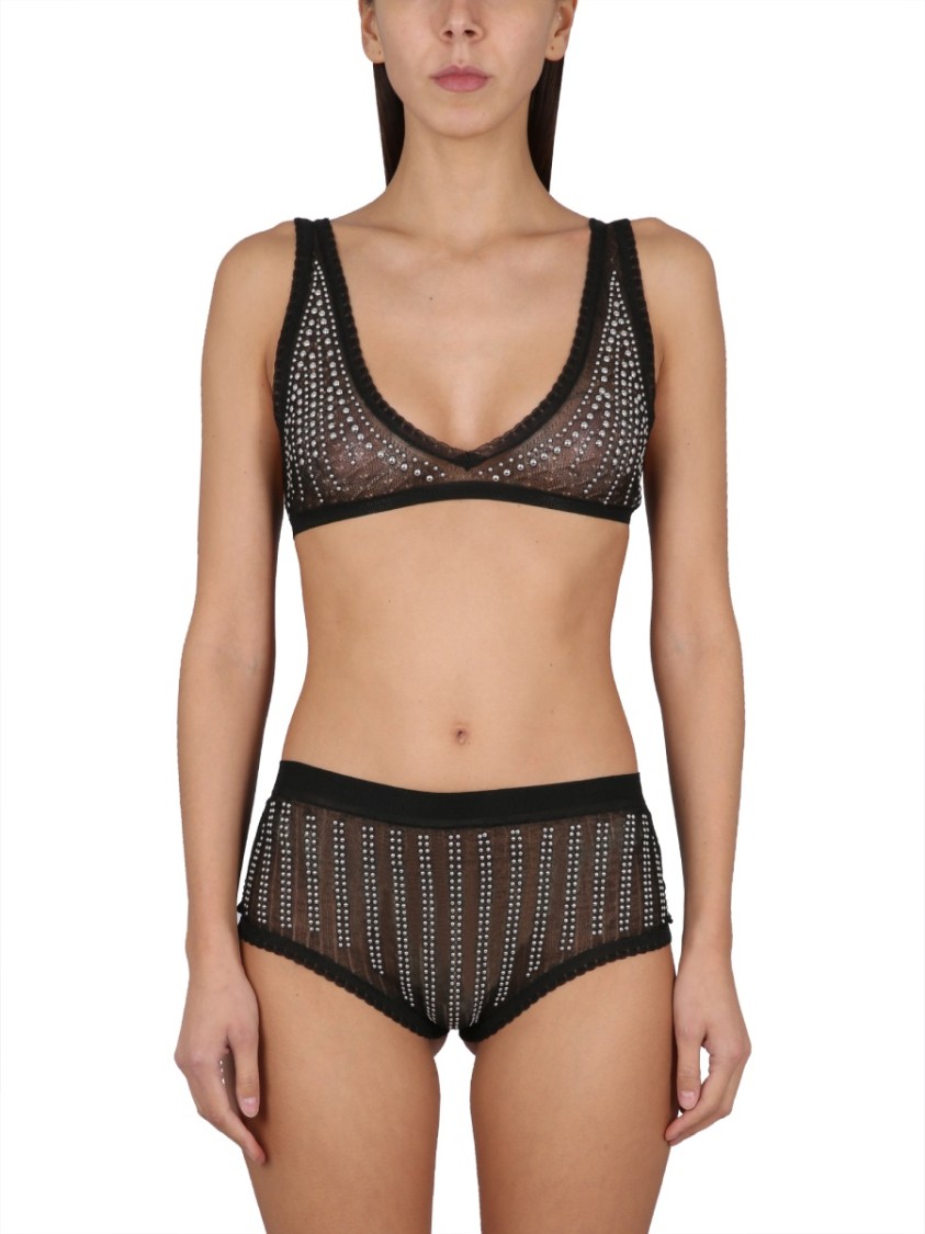 Rabanne High-waisted Briefs Embellished With Beads