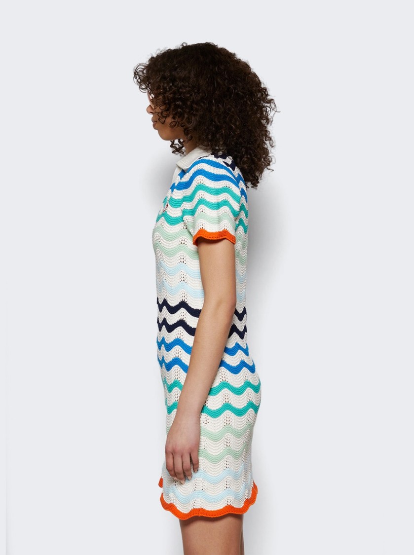 Casablanca Womens Wavy Crochet Striped Cotton-knit Mini Dress Wave In Multicolor