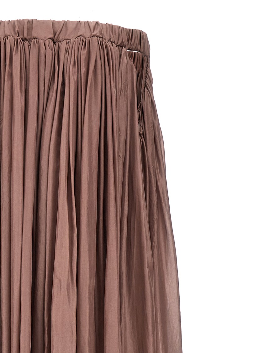 Rick Owens Floor-length Silk Dress With Elasticized Bodice In Brown