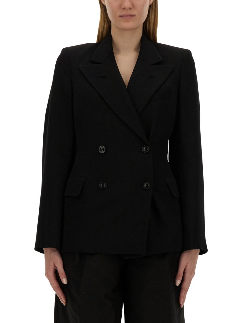 Maison Margiela Slim-fit Wool Jacket With A Fitted Waist In Black