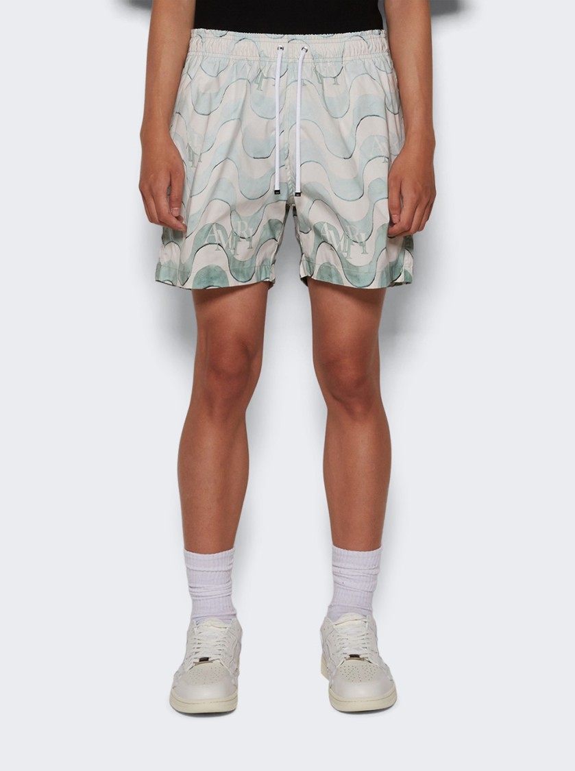 Amiri Staggered Swim Trunk Cerulean