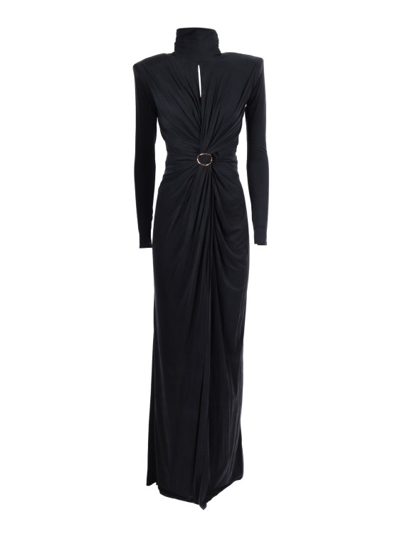 ELISABETTA FRANCHI 25SS ワンピース ブラック系 Elisabetta Franchi Long Black Dress With High Neckline | THE