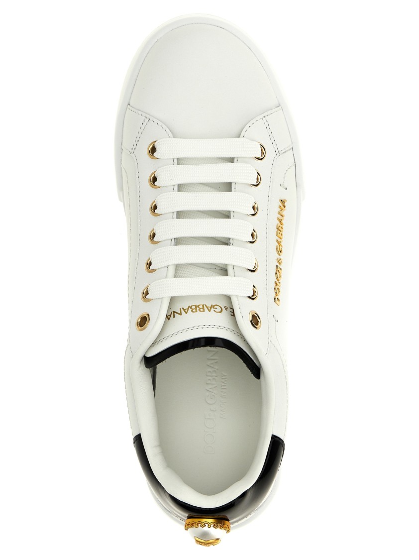 Dolce & Gabbana Dolce&gabbana White And Gold Low Sneakers In White