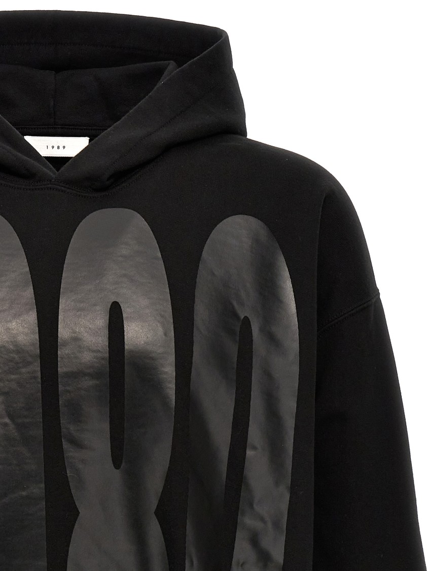1989 Studio Cotton Hoodie With Maxi Print Frontal And Back In Black