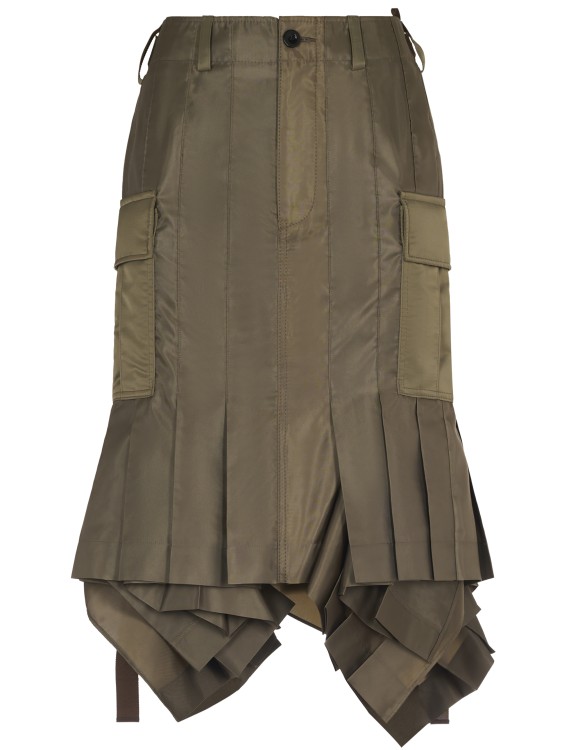 スカート Sacai Pleated Twill Skirt With Layered Hem Sacai Pleated Twill Skirt With Layered Hem Midi | THE LIST