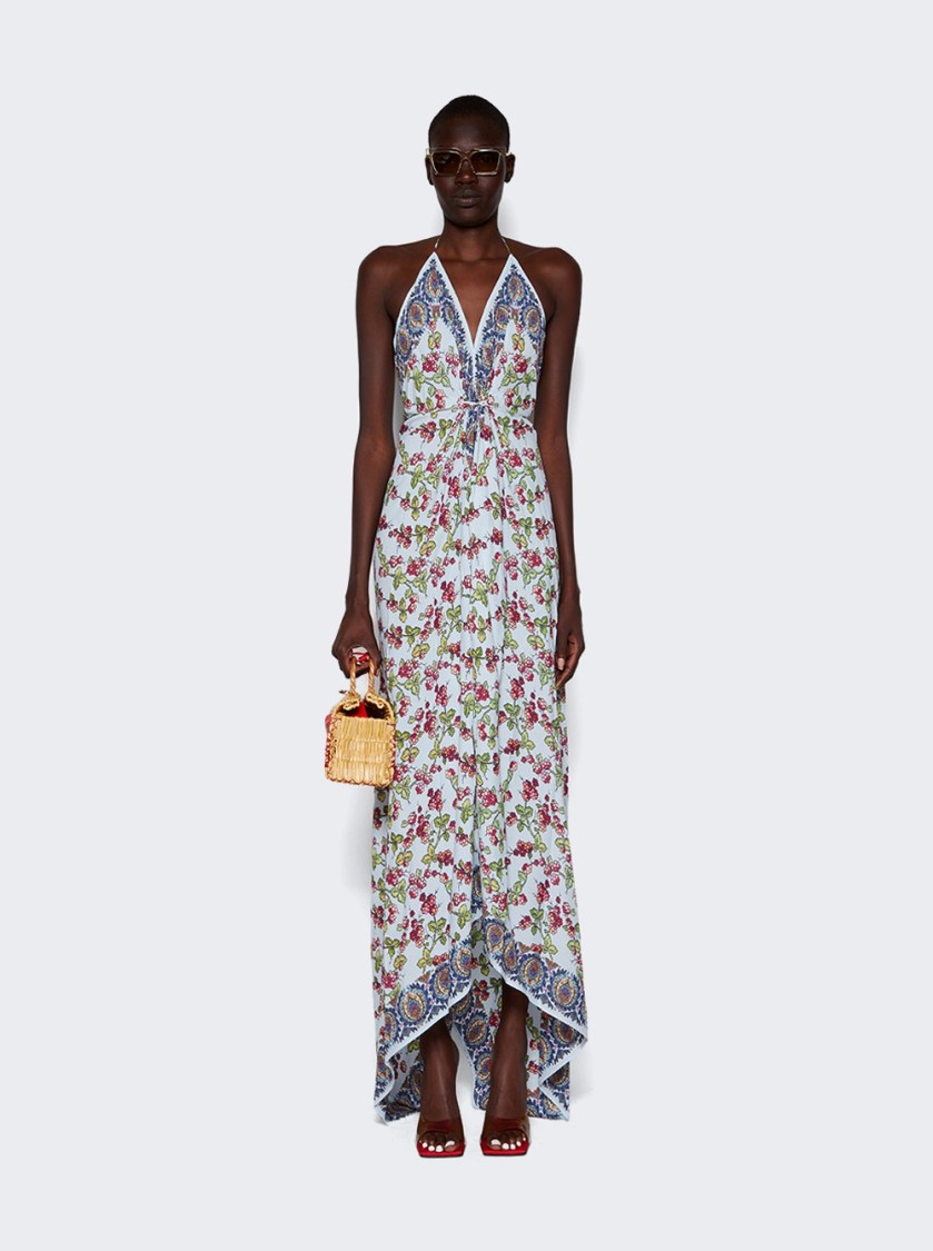 Etro Floral-print Halterneck Maxi Dress With Handkerchief Hem