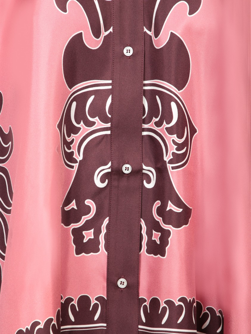 LA DOUBLEJ LA DOUBLE J HIGH-LOW HEM PINK SILK SHIRT