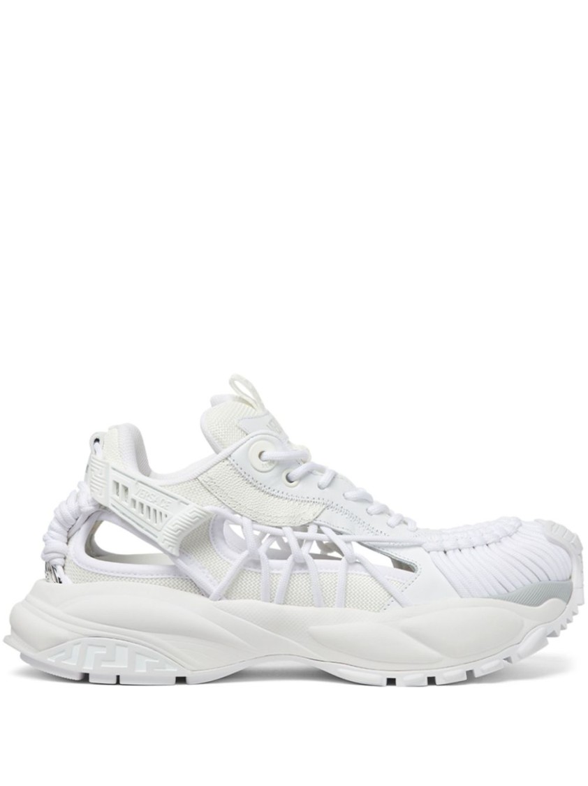 Versace White Panelled Sneakers With Cut-out