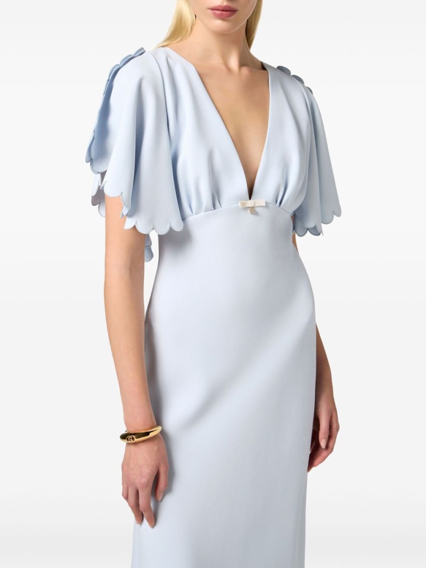 ELISABETTA FRANCHI ELISABETTA FRANCHI CELESTE MIDI DRESS WITH DEEP V-NECKLINE