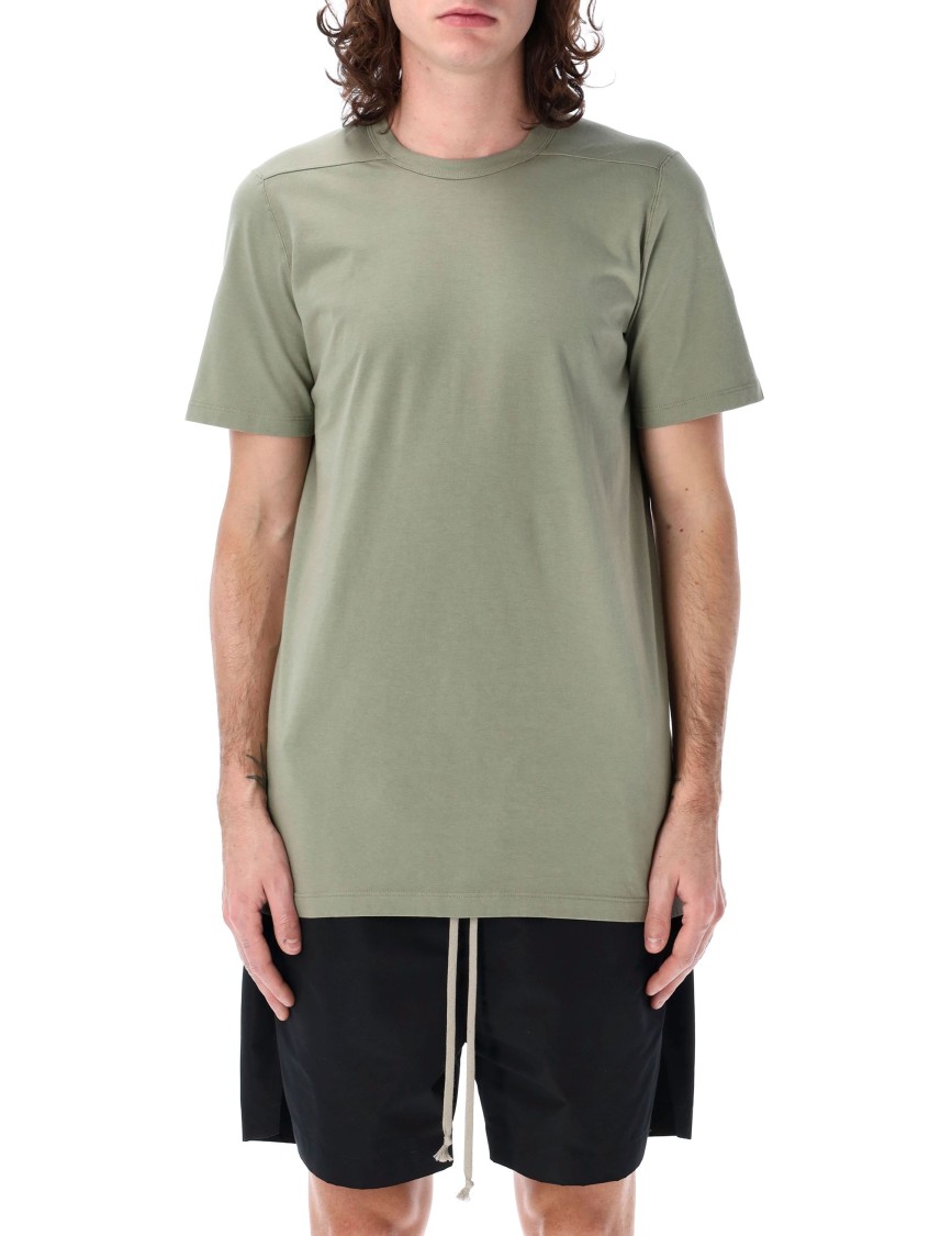 Rick Owens Celadon Cotton T-shirt With Elongated Hem In Green