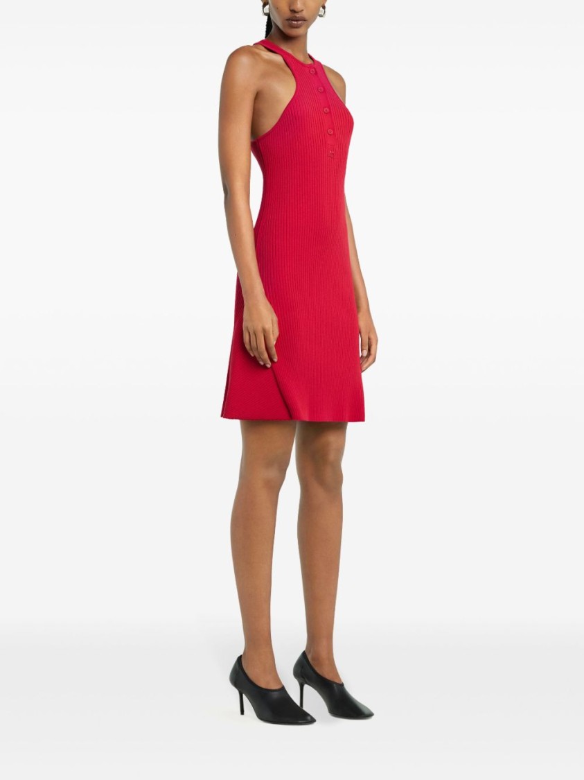 Shop Courrèges Red Scuba Dress With Racerback And Flared Silhouette