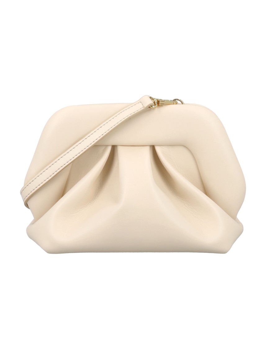 Themoirè Sculptural Gea Clutch With Detachable Shoulder Strap In Neutral