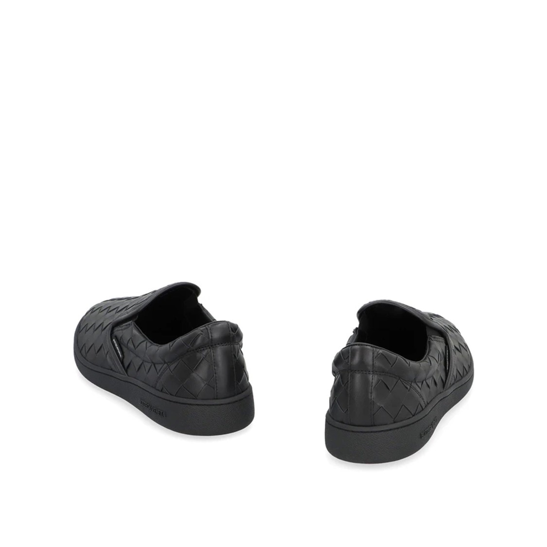 Bottega Veneta Sawyer Blue Slip-on Sneakers With Logo Detail And Intreccio Motif In Leather Man In Black