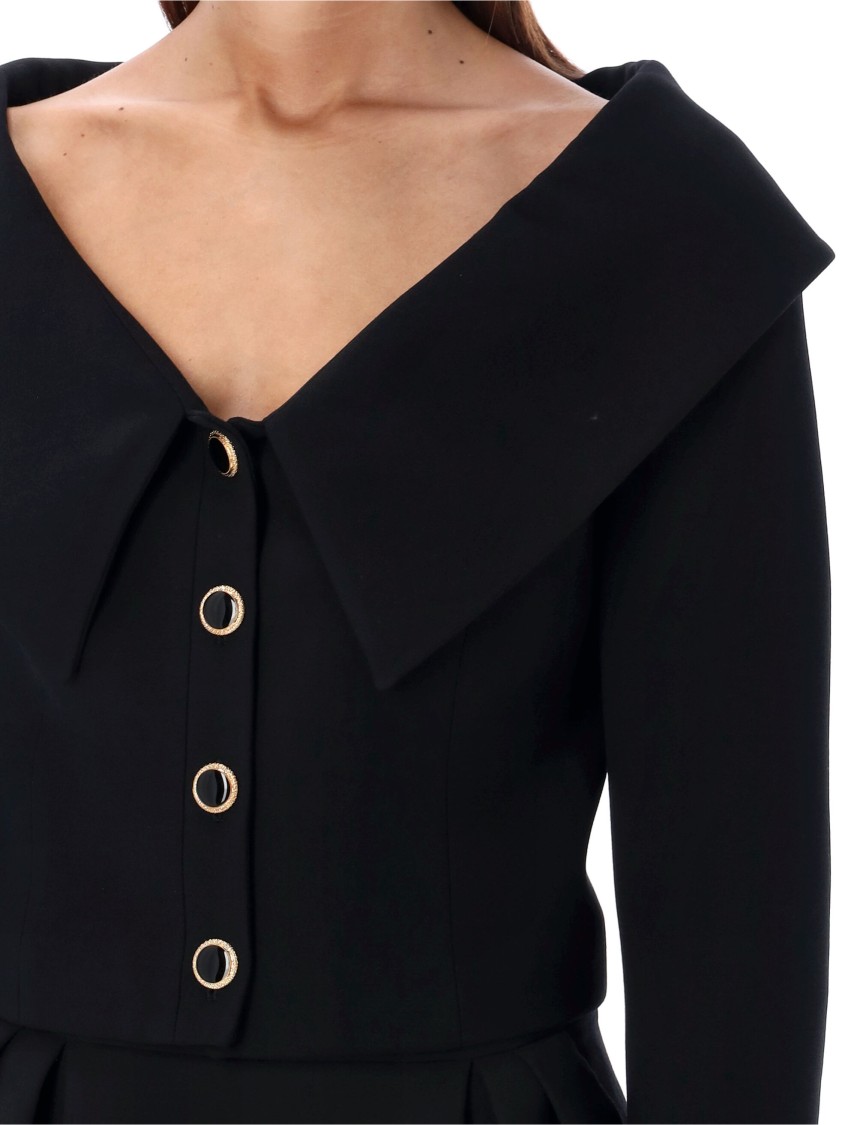 Alessandra Rich Single-breasted Off-shoulder Blazer In Black