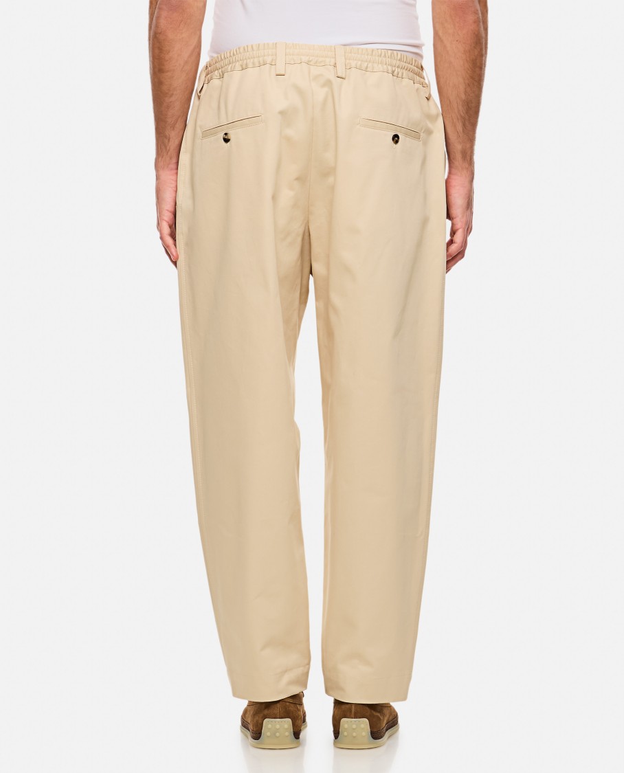 Shop Marni Cropped Cotton Trousers In Neutrals