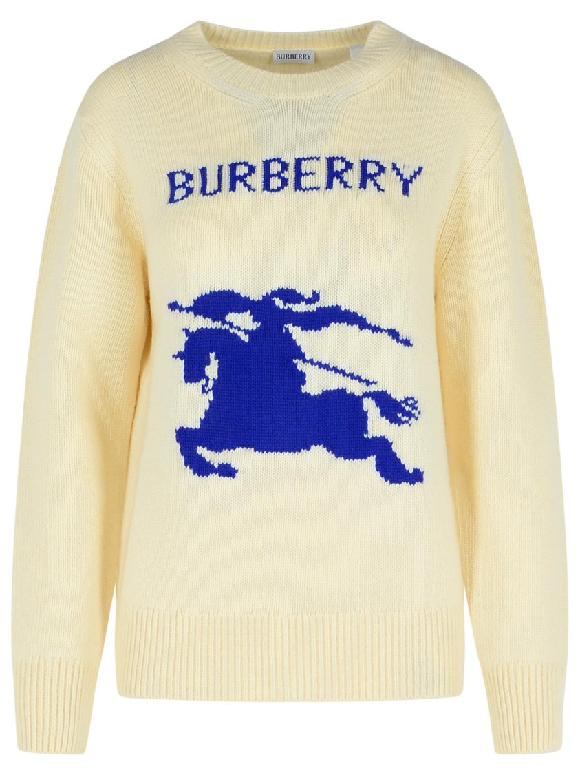 Shop Burberry Cream Wool Blend Sweater In Neutrals