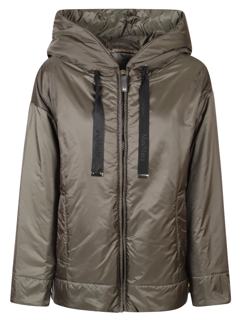 Max Mara Relaxed Fit Hooded Jacket With Adjustable Drawstrings In Brown