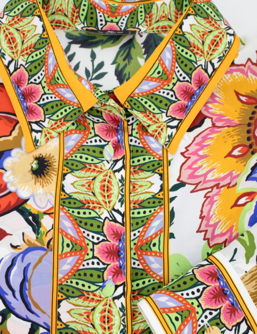 Etro Multi-colored Silk Blouse With Classic Collar