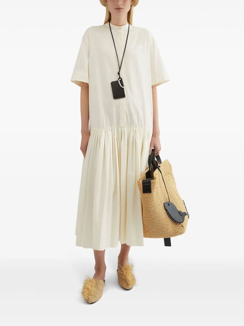 Jil Sander Relaxed Cotton Dress With Button-down Front