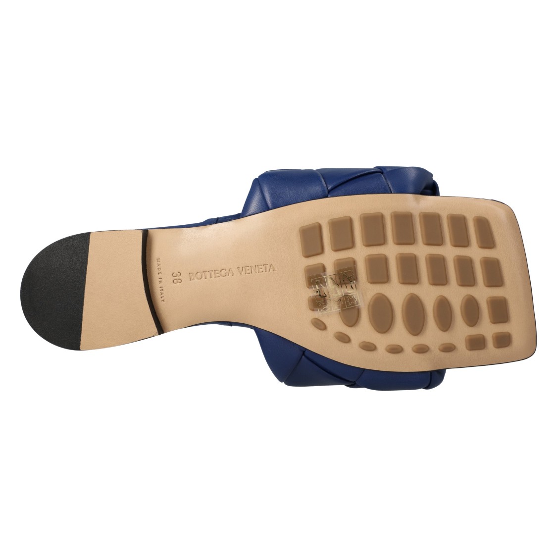 Bottega Veneta The Lido Intrecciato Leather Sandal In Blue