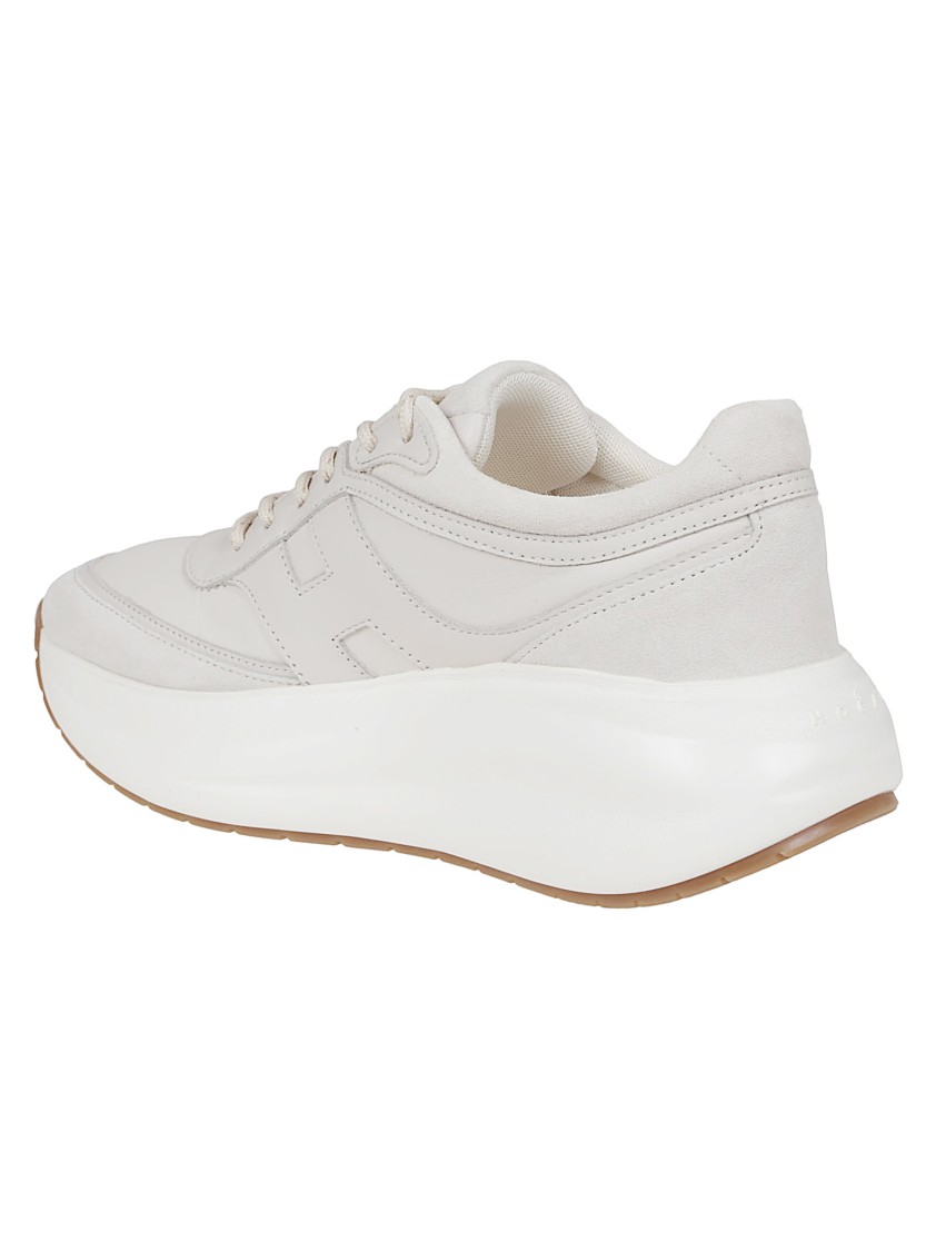 Hogan Chunky Style Leather Low Top Sneakers In White