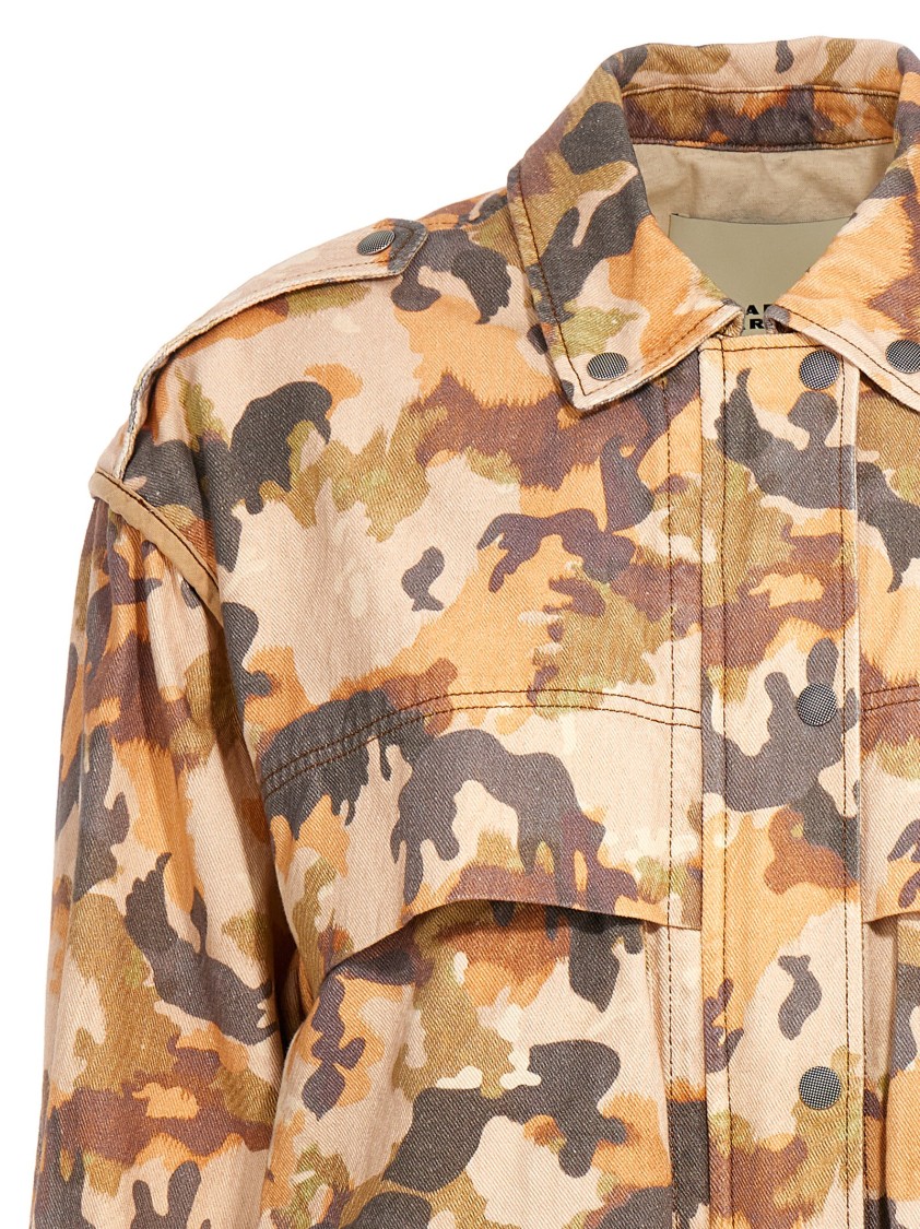 Isabel Marant 'camouflage Utility' Jacket Drawstring In Brown