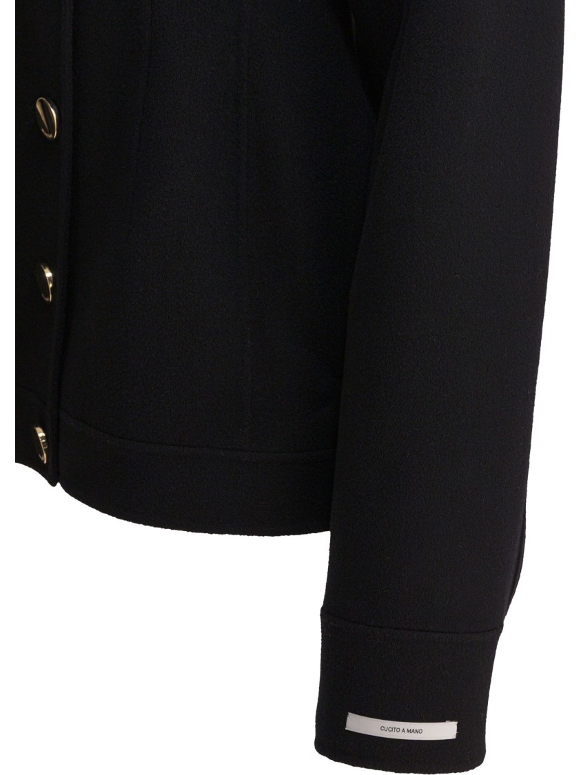 Max Mara Tailored Wool Jacket With Structured Collar In Black