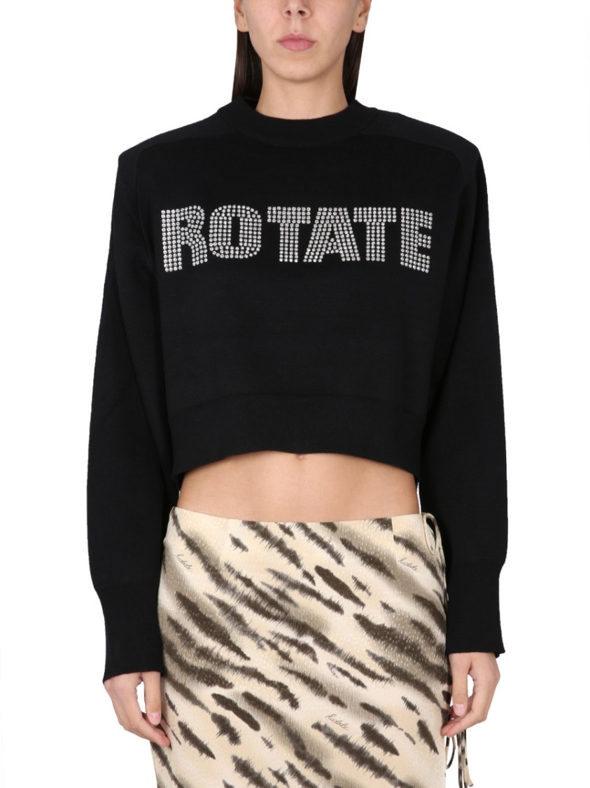 Rotate Birger Christensen Rotate Birgerchristensen Cropped Shirt With Logo