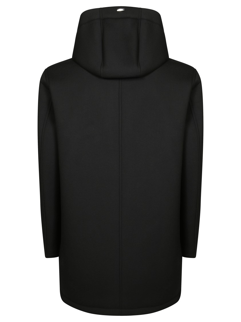 Herno Black Scuba Jacket With Hood And Design In Black