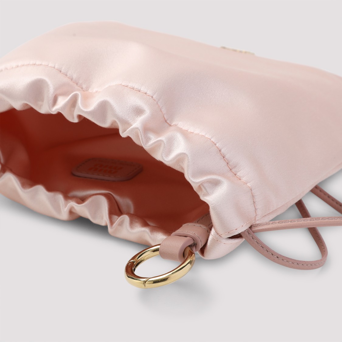 Miu Miu Silk-viscose Blend Clutch With Drawstring Closure In Pink