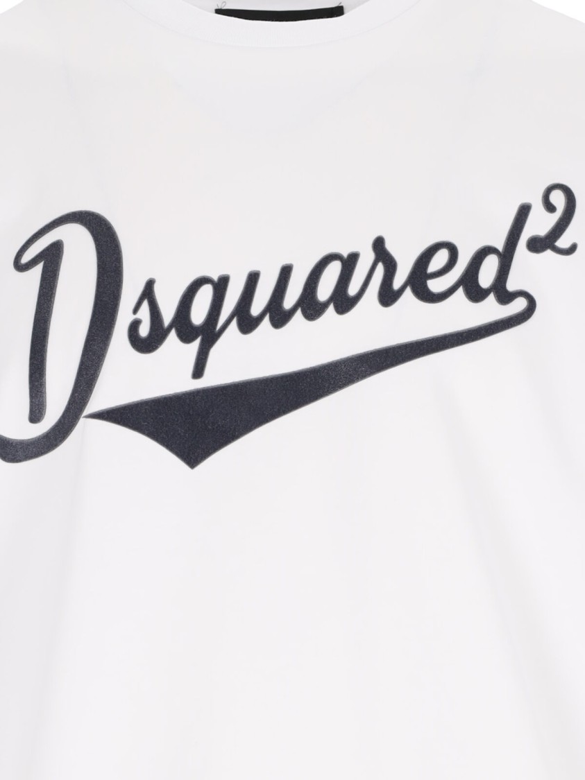 Dsquared2 White T-shirt With Logo Print On The Front In Cotton Man