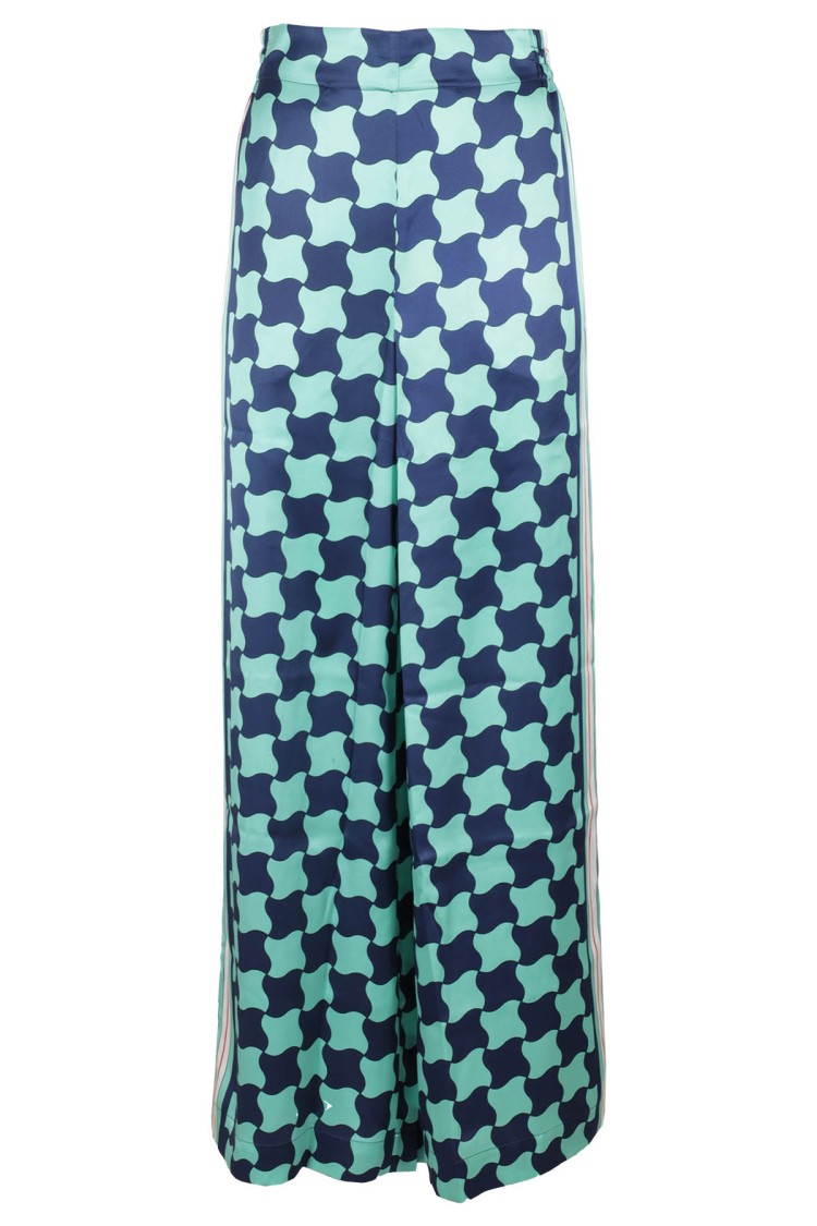 Shop Casablanca Wide-leg Trousers In Light Green Silk In Blue