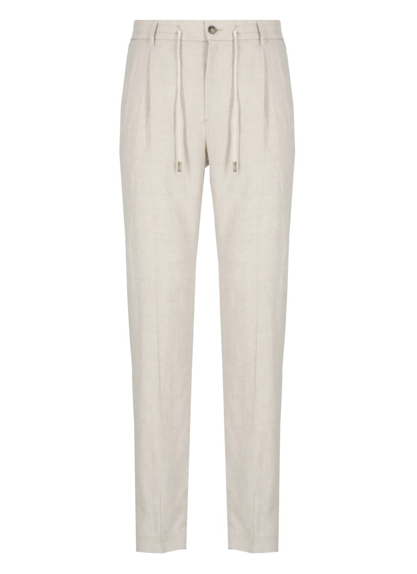 Peserico Wool And Silk Trousers With Drawstring Waist